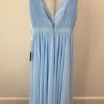 Mac Duggal Pleated Slit Baby Blue Formal Gown Maxi Dress Size 4 NWT 56047 Photo 8