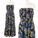 Anthropologie The Somerset Strapless Maxi Dress Blue Patte Floral Size Large NWT Photo 8