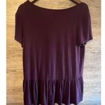 American Eagle Top size M Women henley Embroidered Floral Burgundy Flare Blouse Red Size M Photo 3