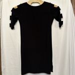 CLARA SUN WOO‎ Women Size Small Black Open Sleeve Short V Neck Dress Photo 3