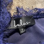 Lulus Dress Womens Small Velvet Velour Navy Blue Lace Babydoll Knee Romantic Photo 1