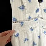 Simplee Apparel Simplee white and blue floral sundress cutouts ruched back v-neck maxi length L Photo 3