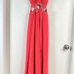 Morgan & co Prom Dress Maxi Gown Y2K Beaded Halter Cut Out Mermaid Coral S Sexy Red Photo 1
