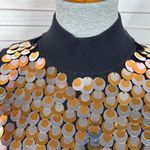 Peter Nygard Dangle Fish Scale Sequins Mock Neck Sleeveless Sweater Black PS Photo 4