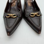 Salvatore Ferragamo  Acribia Slingback Kitten Heels Chocolate Brown Gold 7.5 Photo 5