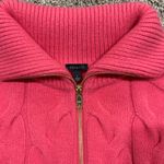 Talbots  Pink Cable Knit Zip Up Sweater Womens Size S Collared Cozy Cardigan Photo 2