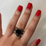 Set of 3 Rings Gunmetal Black Stone Photo 2