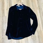 LPA  Top 16 Velvet Oversized Button Down XS blue velvet Photo 6