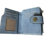 SENDEFN Leather‎ Wallet Short 16 Card Slots Zipper Pocket Grey Blue Sunflower Photo 5