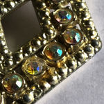 Vintage AB Rhinestone Geometric Brooch Silver Photo 6