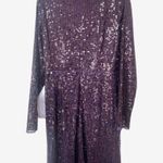 Mac Duggal New  Sequined High Neck Long Sleeve Draped Purple Maxi Dress Gown 12 Photo 6