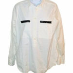 J.Crew Factory Beaded Pocket Half Button Down Cotton Tunic Shirt Ivory White M White Size M Photo 0