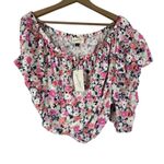 Universal Threads NWT Universal Thread Puff Sleeve Crop Top Womens XXL Pink Floral One Shoulder Photo 2
