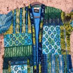 Yak Majik Womens Green Blue Floral Paisley Textured Jacket Sz Medium Photo 5