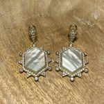 Judith Ripka 14K Sterling Silver Clad Diamonique & Mother of Pearl Earrings RARE Photo 0