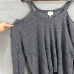 Deletta Anthropologie Top Womens Small Blue Knit Cold Shoulder Oversized Boho Photo 2