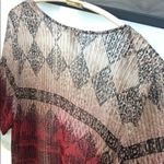 Women’s Ombré Open Front Pleated Textured Bohemian Ombré Print Cardigan Red Size 1X Photo 11