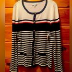 kim rogers Women’s Kim Roger’s Casual Sweater W/ Gold Buttons. Red, Navy, White Stripes Sm Photo 0