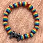 Handmade Grey Video Game Controller Colorful Rainbow Pride Beaded Bracelet Photo 0