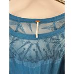 Free People Blue Lace Shoulder Long Sleeve Knit Oversized Top - Size - Small Photo 3
