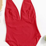 New Low Back Plunging One Piece Swimwear Red Size M Photo 0