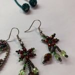 Lot Of 4 Handmade Costume Earrings Pierced Dangle Bead Heart, Indian Headdress Photo 11