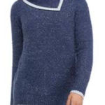 Crown & Ivy Navy Blue Sweater with Gray Trim Photo 0