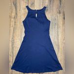 NY & Co Navy Blue Halter High Neck Fot & Flare Dress Blue Photo 1