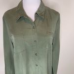 Merona  Army Green Shirt Dress Sz Medium  Button Front Photo 4