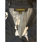 Sugar Lips Black Floral Ruffle Neck Short Sleeve 100% Cotton Top Size Small Photo 1