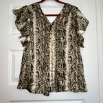 Sanctuary Ruffle Cap Sleeve Snake Skin Print Blouse Top Photo 0