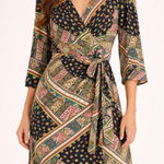 Chico's Chico Boho Patchwork Print Wrap Dress Kimono Sleeve Belted Photo 0