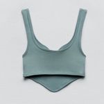 ZARA Sleek Teal Ribbed Crop Top Photo 1