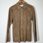 Margaret Godfrey Floral Embossed Leather Top Medium M Tan Western Boho Flare Photo 0