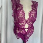Elegant Purple Lace Deep V Halter lingerie Teddy One Piece Bodysuit Babydoll L Size L Photo 3