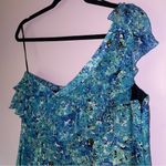 Jessica Simpson Size 14 Dress One Shoulder Ruffle A Line Blue Floral Photo 8