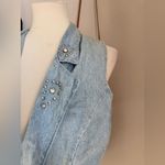 Vintage Boy Blue Embellished Denim Midi Vest, Size Large Photo 2