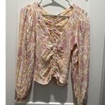 Free People  women's Say the Word Ruched Pink Top - size XS - long sleeve Photo 1