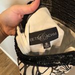 Betsy and Adam Y2K  black and white silky one shoulder open back gown Photo 3