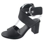 Rebecca Minkoff  Valaree Black Leather Block Heels Strap Buckle Sandals Size 8M Photo 0