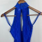 Vintage Andrea Kristoff Escante Lace Teddy M Blue Halter Cutout Sexy Size M Photo 12