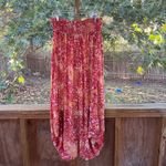 Anthropologie Women's Harem Strapless Jumpsuit Orange Printed Size S Photo 5