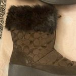 Coach  monogram fur trim mid calf boots. Photo 3