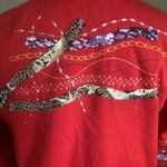 Coldwater Creek boho red embroidered jacket front button closure long sleeve Photo 3