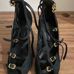 Schutz  lucite clear heel Strappy buckle heels bobo fall party $150 6 black Photo 0