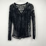Ember Womens Black Button Sheer Lace Blouse M Western Boho Festival Hippie Size M Photo 6