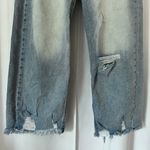 Jordache High Waisted Distressed Ripped Hem Crop Flared Wide Leg Jeans Size 28 Photo 2