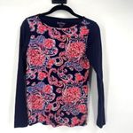 Lilly Pulitzer Women's Floral Paisley Print Long Sleeve Bailey Top Blue Pink XS Photo 2