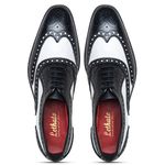 Lethato Black and White Leather Spectator Wingtip Oxford Shoes Size 9 Photo 1