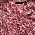 Allison Brittney floral pink beige Barbiecore high waist cotton dress, size M Photo 11